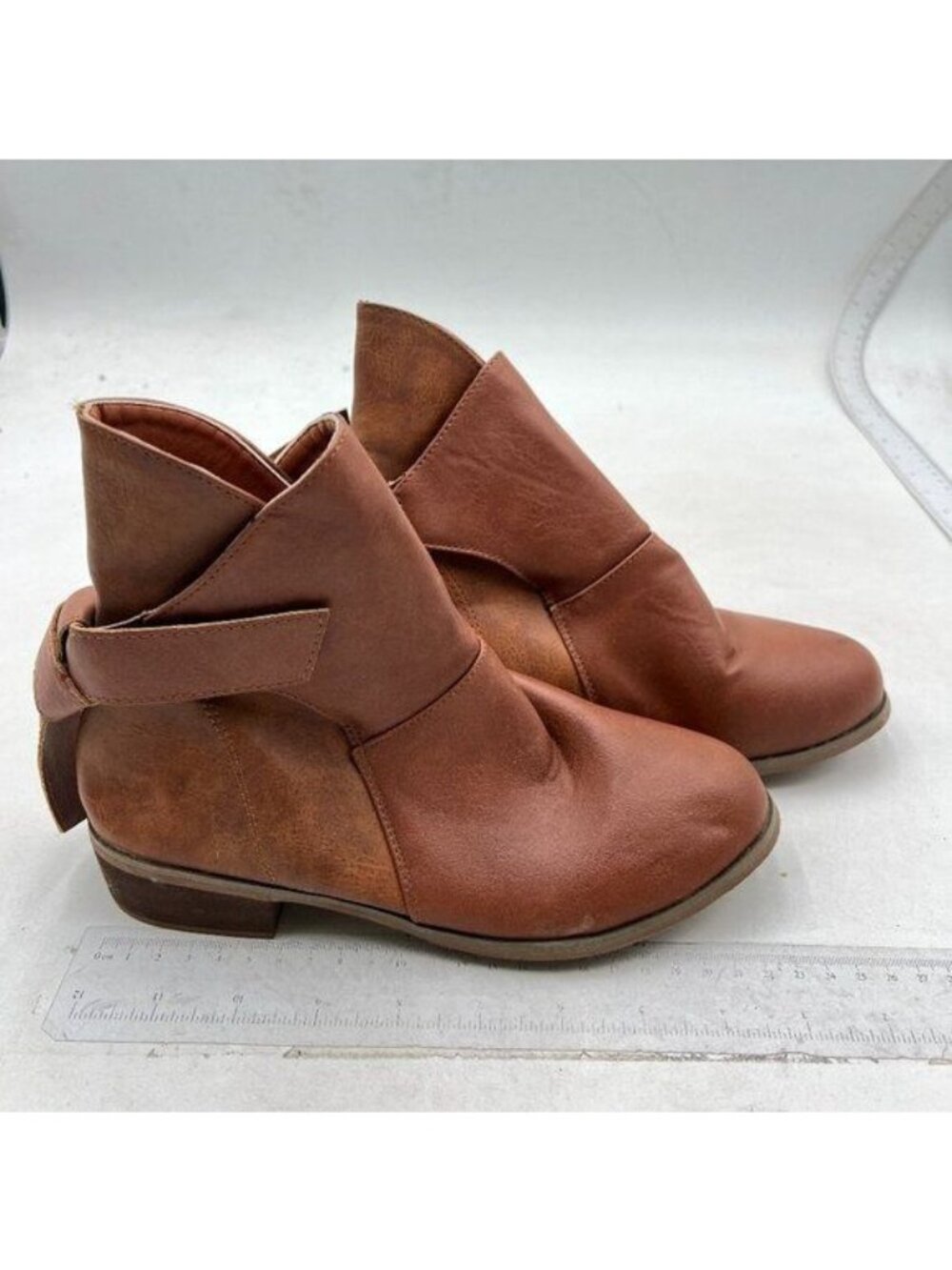 Women's Ankle Boots Thick Heel Low Heeled Booties for Women Brown